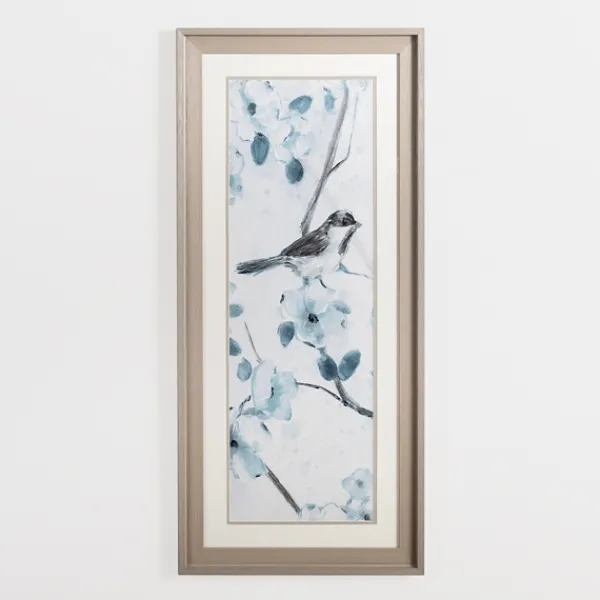 Framed Art-Kirkland's Home Blue Floral Bird I Framed Art Print Blue/White