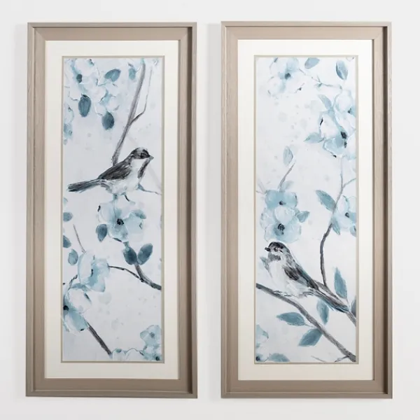 Framed Art-Kirkland's Home Blue Floral Bird I Framed Art Print Blue/White