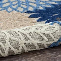 Outdoor Rugs-Kirkland's Home Blue Floral Burst Outdoor Area Rug, 6X9 Blue/Gray