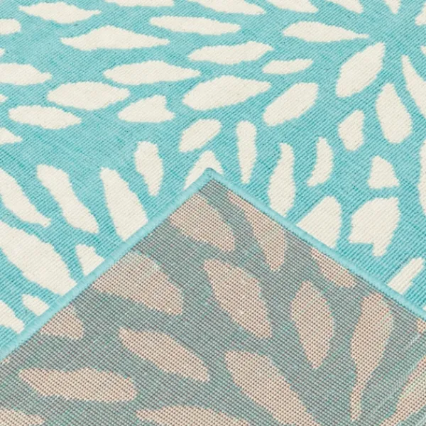 Outdoor Rugs-Kirkland's Home Blue Floral Burst Outdoor Area Rug, 6X9 Blue/White