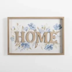 Wall Quotes & Signs-Kirkland's Home Blue Floral Home Wall Plaque White/Blue/Gray