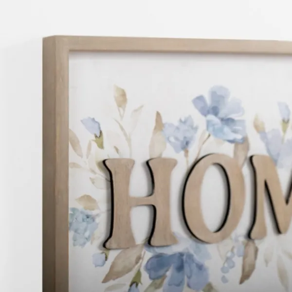 Wall Quotes & Signs-Kirkland's Home Blue Floral Home Wall Plaque White/Blue/Gray