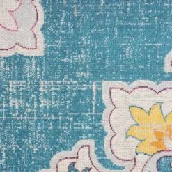 Outdoor Rugs-Kirkland's Home Blue Floral Medallion Outdoor Area Rug, 7X9 Blue/Multi