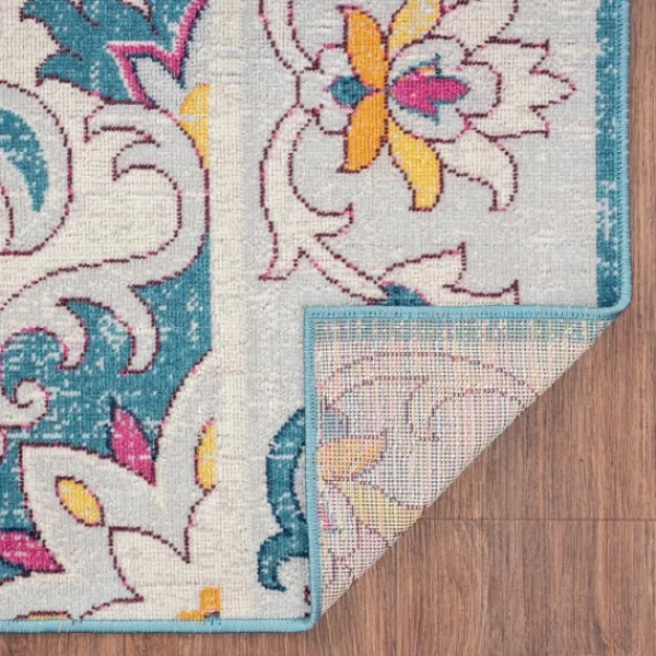 Outdoor Rugs-Kirkland's Home Blue Floral Medallion Outdoor Area Rug, 7X9 Blue/Multi