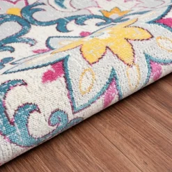 Outdoor Rugs-Kirkland's Home Blue Floral Medallion Outdoor Area Rug, 7X9 Blue/Multi