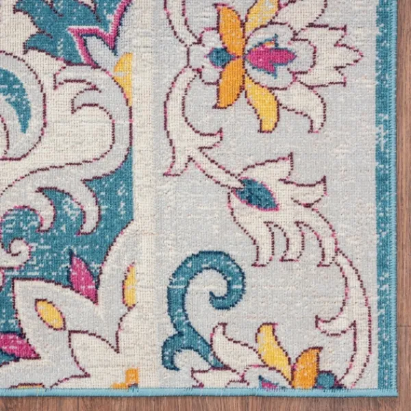 Outdoor Rugs-Kirkland's Home Blue Floral Medallion Outdoor Area Rug, 7X9 Blue/Multi