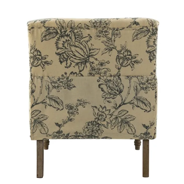 Accent Chairs-Kirkland's Home Blue Floral Nailhead Trim Upholstered Accent Chair Blue/Ivory