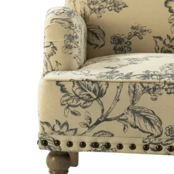 Accent Chairs-Kirkland's Home Blue Floral Nailhead Trim Upholstered Accent Chair Blue/Ivory