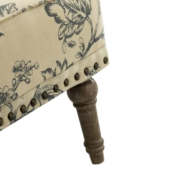 Accent Chairs-Kirkland's Home Blue Floral Nailhead Trim Upholstered Accent Chair Blue/Ivory