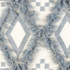 Wall Plaques-Kirkland's Home Blue Fringe Macrame Tassel Wall Hanging Blue/Ivory