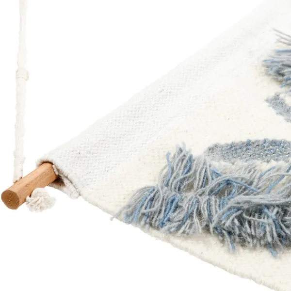 Wall Plaques-Kirkland's Home Blue Fringe Macrame Tassel Wall Hanging Blue/Ivory