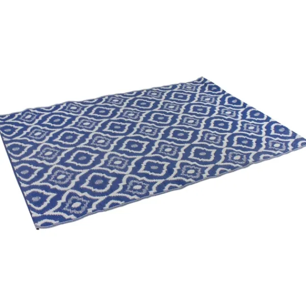 Outdoor Rugs-Kirkland's Home Blue Geometric Floral Outdoor Area Rug, 4X6 Blue/White