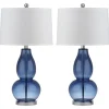 Table Lamps-Kirkland's Home Blue Glass Hourglass Table Lamps, Set Of 2 White