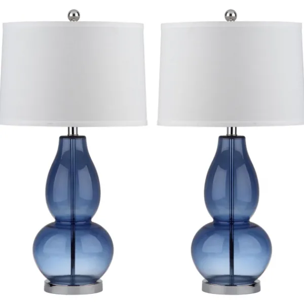 Table Lamps-Kirkland's Home Blue Glass Hourglass Table Lamps, Set Of 2 White