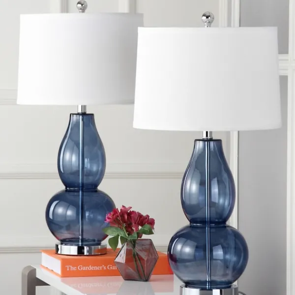 Table Lamps-Kirkland's Home Blue Glass Hourglass Table Lamps, Set Of 2 White