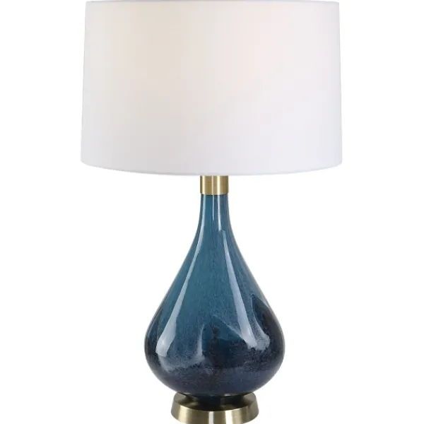 Table Lamps-Kirkland's Home Blue Glass Teardrop Table Lamp White