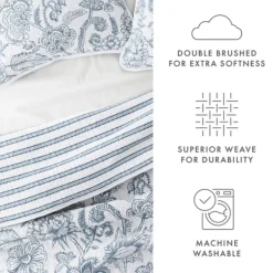 Quilts-Kirkland's Home Blue Jacobean Reversible 3-Pc. King Quilt Set Blue/White