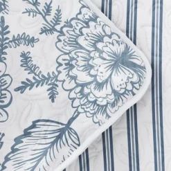 Quilts-Kirkland's Home Blue Jacobean Reversible 2-Pc. Twin Quilt Set Blue/White