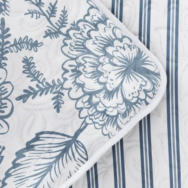 Quilts-Kirkland's Home Blue Jacobean Reversible 2-Pc. Twin Quilt Set Blue/White