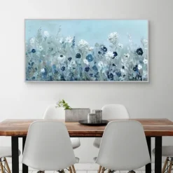 Framed Art-Kirkland's Home Blue Light Garden Framed Canvas Art Print Blue/White
