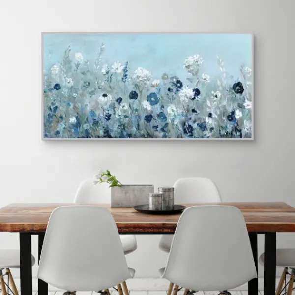 Framed Art-Kirkland's Home Blue Light Garden Framed Canvas Art Print Blue/White