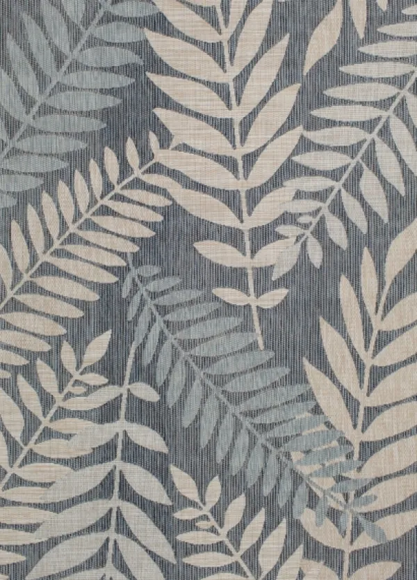 Outdoor Rugs-Kirkland's Home Blue Malibu Leafy Outdoor Area Rug, 7X10 Blue/Gray