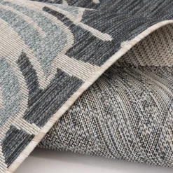 Outdoor Rugs-Kirkland's Home Blue Malibu Monstera Outdoor Area Rug, 7X9 Blue/Gray