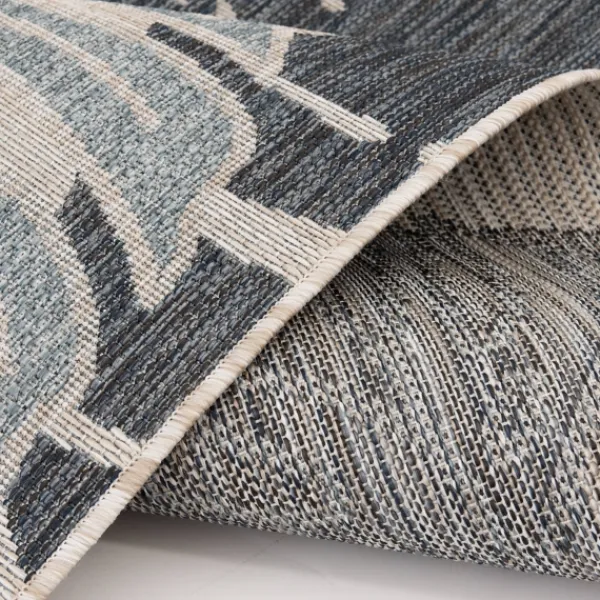 Outdoor Rugs-Kirkland's Home Blue Malibu Monstera Outdoor Area Rug, 7X9 Blue/Gray