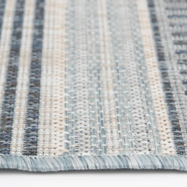 Outdoor Rugs-Kirkland's Home Blue Malibu Stripes Outdoor Area Rug, 7X10 Blue/Gray