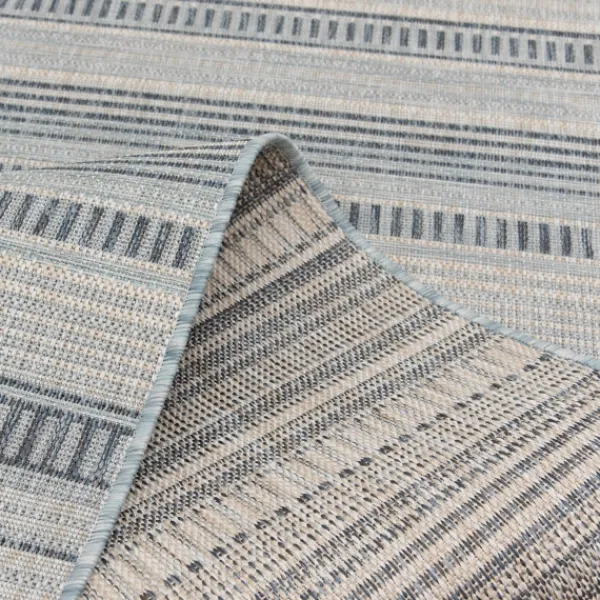 Outdoor Rugs-Kirkland's Home Blue Malibu Stripes Outdoor Area Rug, 7X10 Blue/Gray