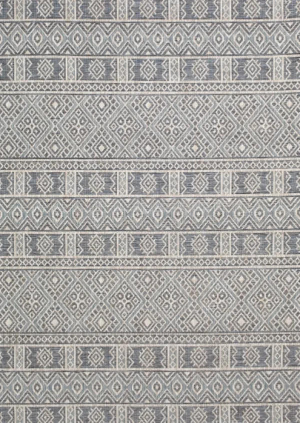 Outdoor Rugs-Kirkland's Home Blue Malibu Tribal Outdoor Area Rug, 7X9 Blue/Gray