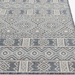 Outdoor Rugs-Kirkland's Home Blue Malibu Tribal Outdoor Area Rug, 7X9 Blue/Gray