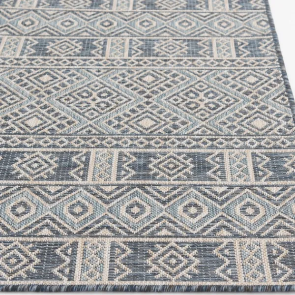 Outdoor Rugs-Kirkland's Home Blue Malibu Tribal Outdoor Area Rug, 7X9 Blue/Gray