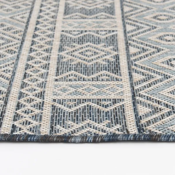 Outdoor Rugs-Kirkland's Home Blue Malibu Tribal Outdoor Area Rug, 7X9 Blue/Gray