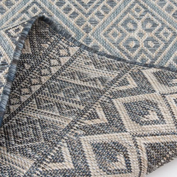 Outdoor Rugs-Kirkland's Home Blue Malibu Tribal Outdoor Area Rug, 7X9 Blue/Gray