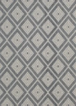 Outdoor Rugs-Kirkland's Home Blue Malibu Woven Diamond Outdoor Area Rug, 7X9 Blue/Ivory