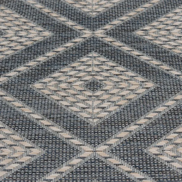 Outdoor Rugs-Kirkland's Home Blue Malibu Woven Diamond Outdoor Area Rug, 7X9 Blue/Ivory