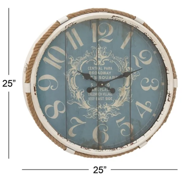 Clocks-Kirkland's Home Blue Metal And Rope Wall Clock