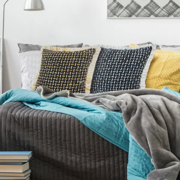 Pillows-Kirkland's Home Blue Modern Interwoven Accent Pillow Blue/White