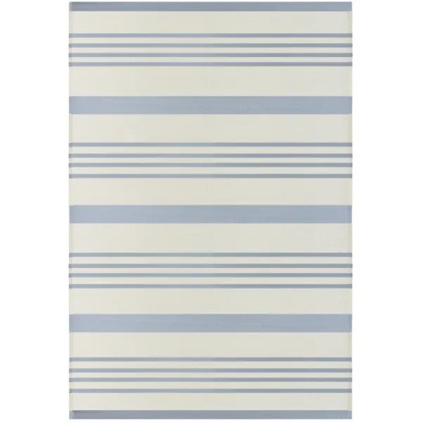 Outdoor Rugs-Kirkland's Home Blue Modern Stripes Outdoor Area Rug, 4X6 Blue/White