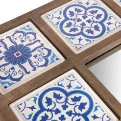 Decorative Mirrors-Kirkland's Home Blue Moroccan Tile Framed Mirror
