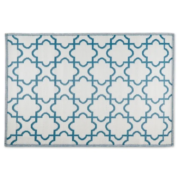 Outdoor Rugs-Kirkland's Home Blue Moroccan Trellis Outdoor Area Rug, 4X6 Blue/White