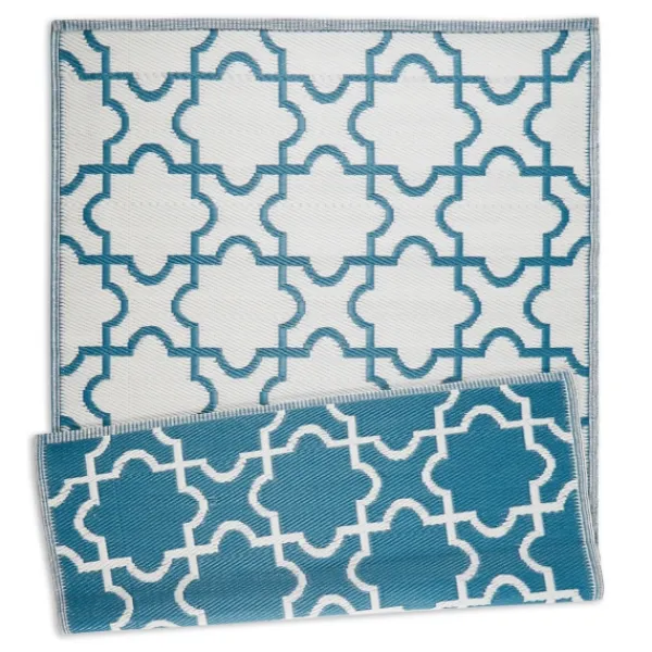 Outdoor Rugs-Kirkland's Home Blue Moroccan Trellis Outdoor Area Rug, 4X6 Blue/White