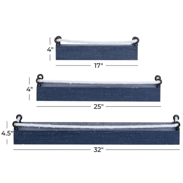 Shelves-Kirkland's Home Blue Nautical 3-Pc. Wood Shelves