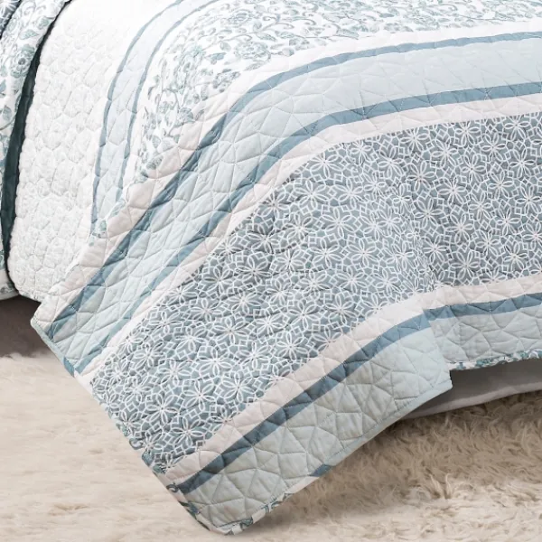 Quilts-Kirkland's Home Blue Nisha Floral Full/Queen 3-Pc. Quilt Set Blue/White
