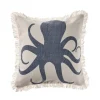 Pillows-Kirkland's Home Blue Octopus Accent Pillow With Fringe Blue/Tan