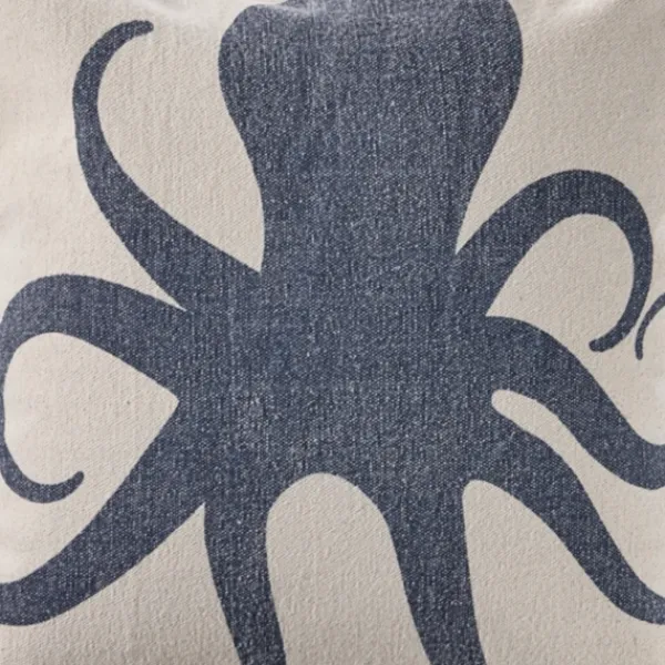 Pillows-Kirkland's Home Blue Octopus Accent Pillow With Fringe Blue/Tan