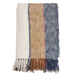 Blankets & Throws-Kirkland's Home Blue Orange White Stripe Throw Blanket Blue/White/Orange