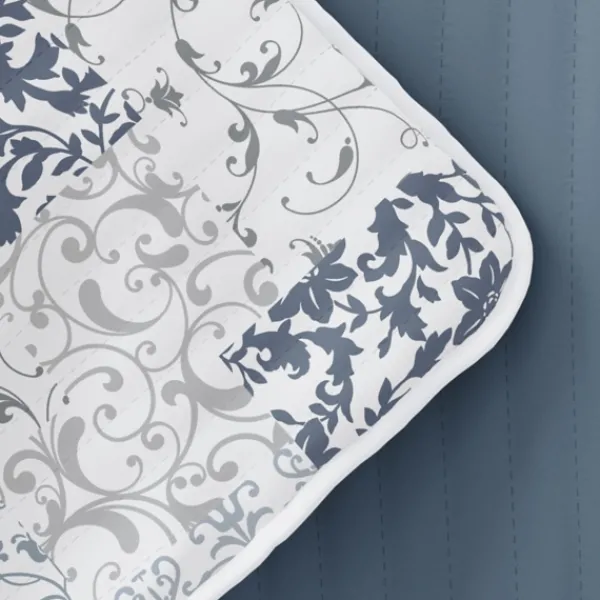 Quilts-Kirkland's Home Blue Patchwork Reversible 2-Pc. Twin Quilt Set Blue/White/Gray