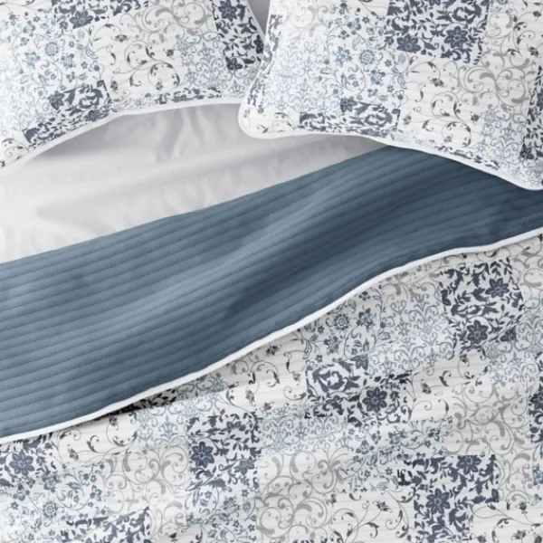 Quilts-Kirkland's Home Blue Patchwork Reversible 2-Pc. Twin Quilt Set Blue/White/Gray
